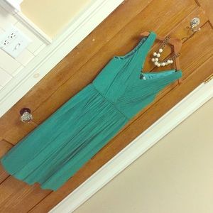 {Boden} green sleeveless v-neck (&back) dress